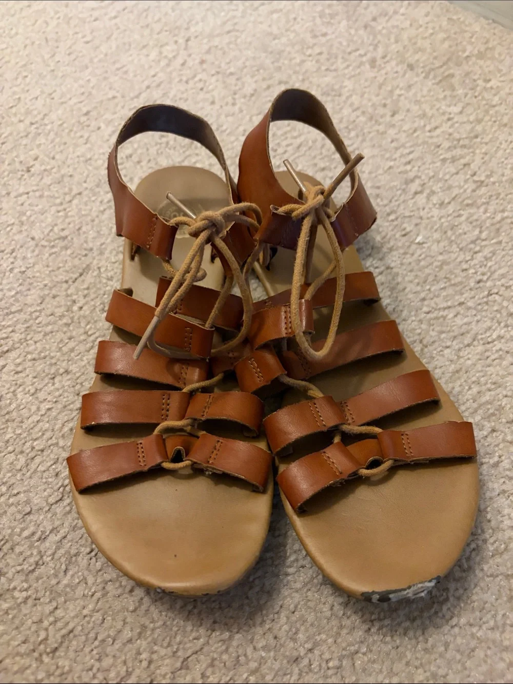 SO Tan Brown Strappy Gladiator Sandals - Size 8
